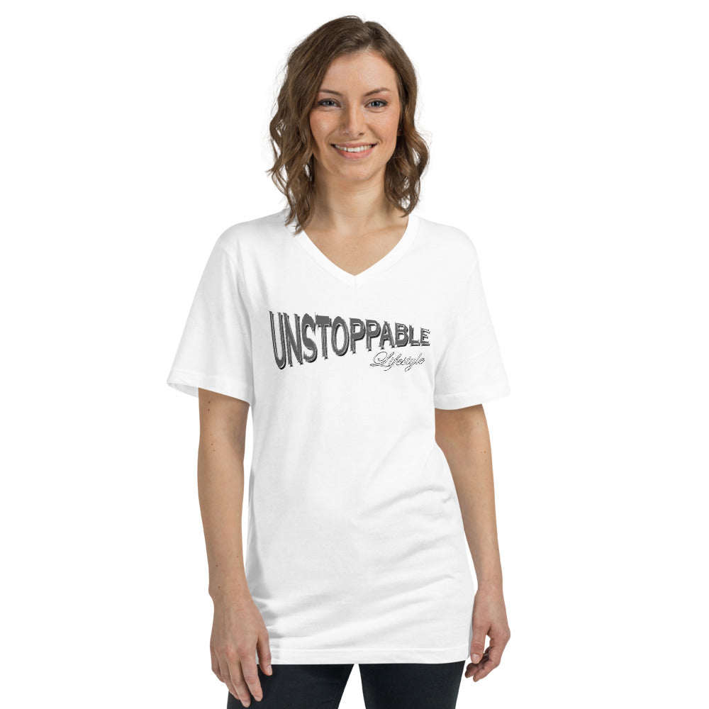 Unstoppable Chrome Unisex Short Sleeve V-Neck T-Shirt