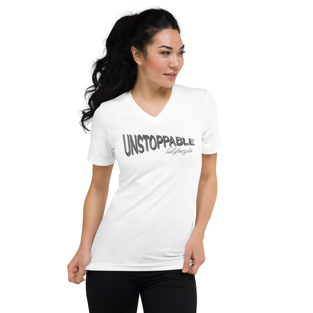 Unstoppable Chrome Unisex Short Sleeve V-Neck T-Shirt