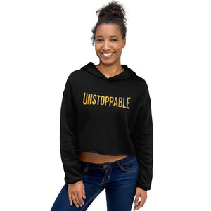 Unstoppable Baddie Gold Crop Hoodie