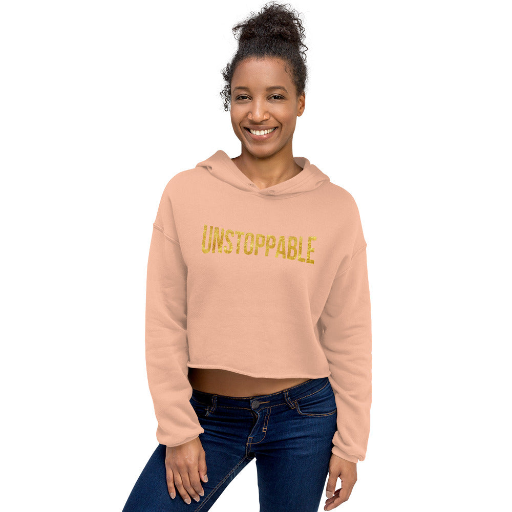 Unstoppable Baddie Gold Crop Hoodie